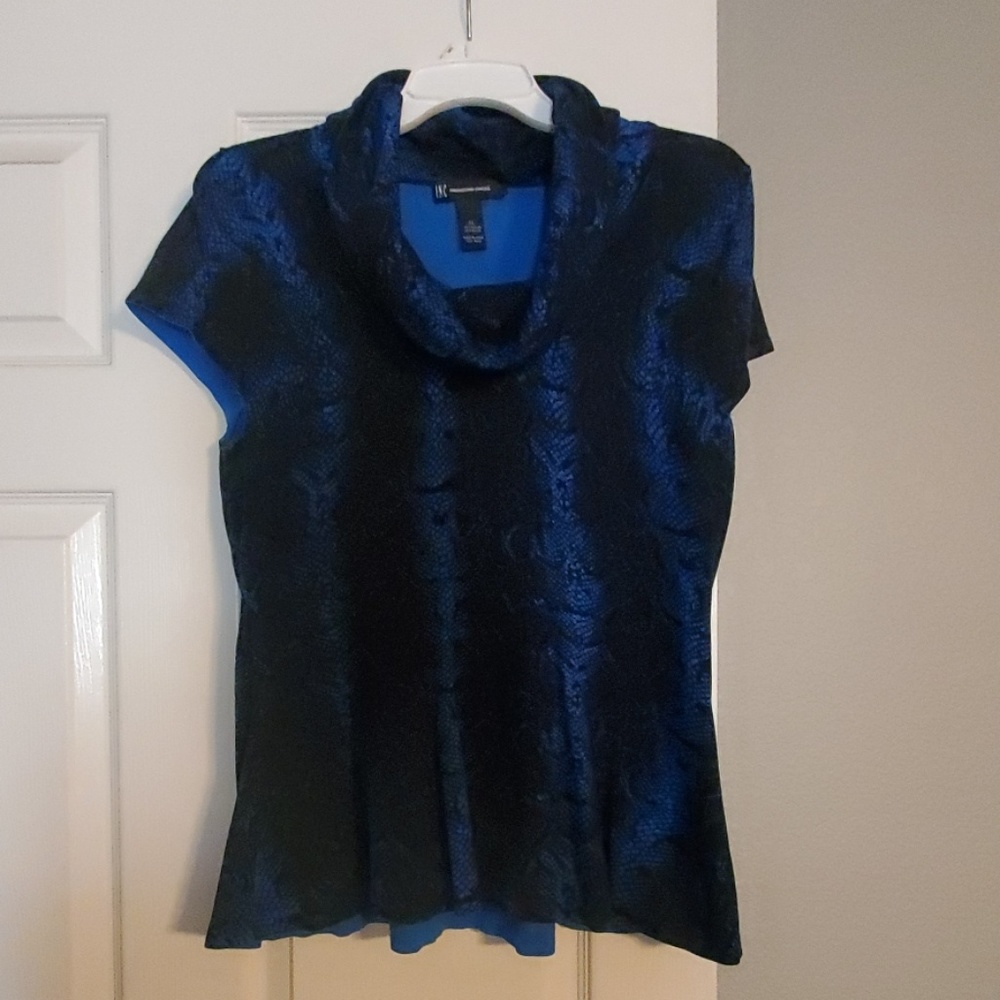 INC blue/black loose turtle neck blouse - XL